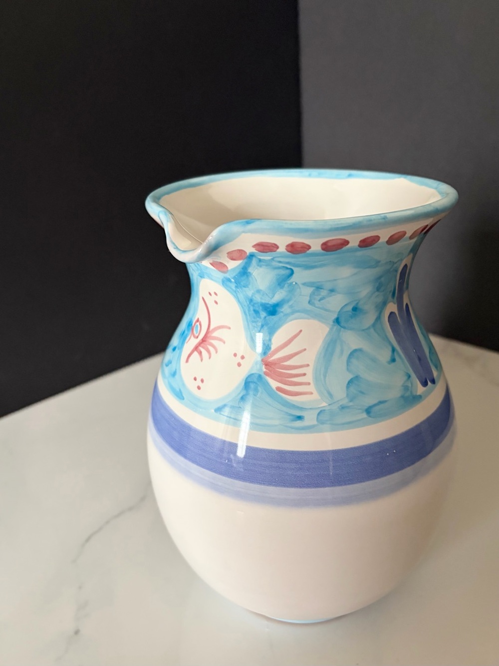 Light Blue Fish Pitcher - Solimene Vietri